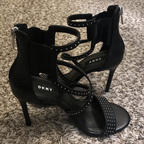 DKNY Size 7.5 Black Lil Studs Studded Heels - Picture 3 of 4
